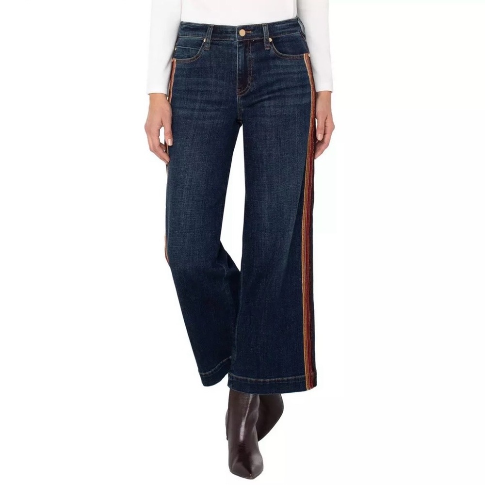 Liverpool Los Angeles Velvet Trim Wide Leg Jeans NWT - Picture 2 of 9